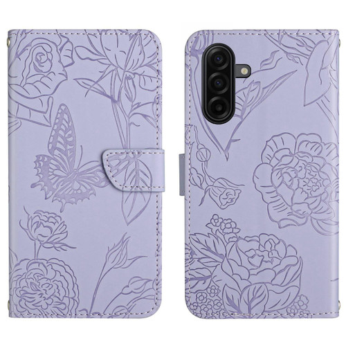 Samsung Galaxy A37 5G Skin Feel Butterfly Embossed Flip Leather Phone Case - Purple