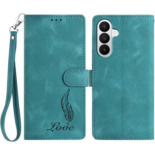 Samsung Galaxy A37 5G Skin Feel Embossed Feather Leather Phone Case - Green