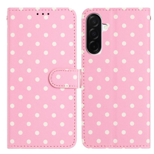 Samsung Galaxy A37 5G Small Dots Pattern Vegan Leather Phone Case - Pink