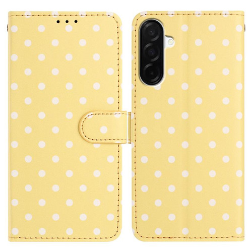 Samsung Galaxy A37 5G Small Dots Pattern Vegan Leather Phone Case - Yellow