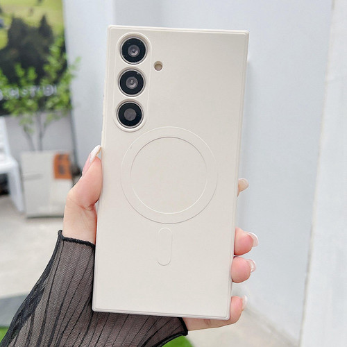 Samsung Galaxy A37 5G Solid Color Liquid Silicone MagSafe Magnetic Phone Case - Antique White