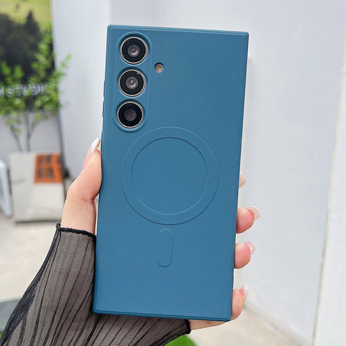 Samsung Galaxy A37 5G Solid Color Liquid Silicone MagSafe Magnetic Phone Case - Royal Blue