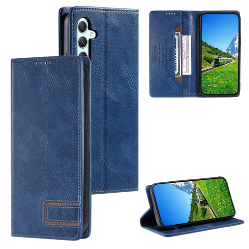 Samsung Galaxy A37 5G TTUDRCH RFID Retro Texture Magnetic Leather Phone Case - Blue