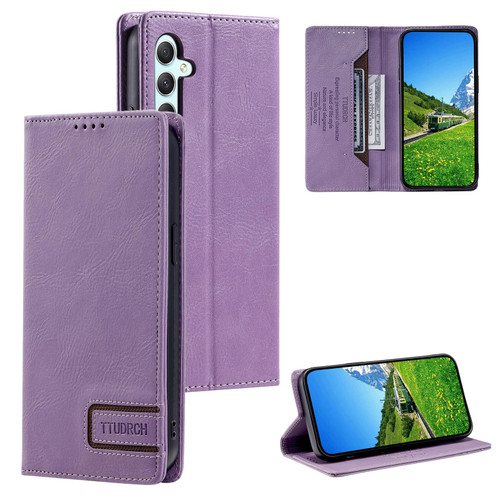 Samsung Galaxy A37 5G TTUDRCH RFID Retro Texture Magnetic Leather Phone Case - Purple