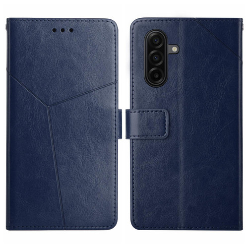 Samsung Galaxy A37 5G Y-shaped Pattern Flip Leather Phone Case - Blue