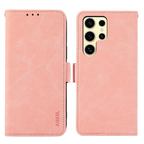 Samsung Galaxy S26 Ultra 5G ABEEL Frosted Magnetic RFID Leather Phone Case - Pink