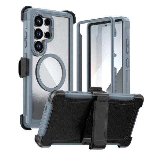 Samsung Galaxy S26 Ultra 5G Acrylic Full Coverage Magnetic Phone Case with Back Clip - Grey