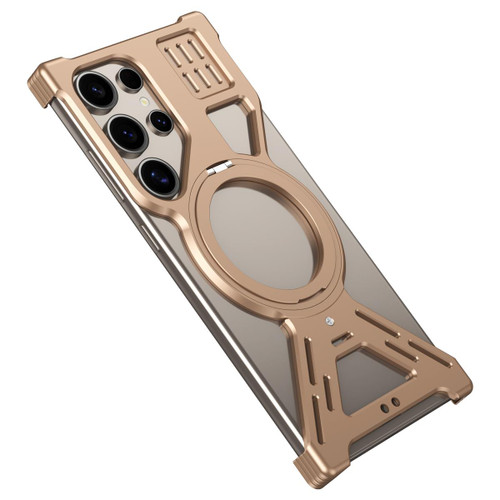 Samsung Galaxy S26 Ultra 5G Armor 360 Holder Frameless Alloy MagSafe Phone Case - Desert Gold