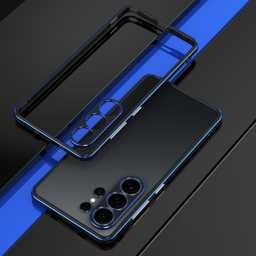 Samsung Galaxy S26 Ultra 5G Aurora Series Lens Protector + Metal Frame Phone Case - Black Blue