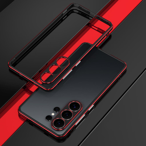 Samsung Galaxy S26 Ultra 5G Aurora Series Lens Protector + Metal Frame Phone Case - Black Red