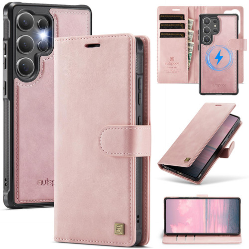 Samsung Galaxy S26 Ultra 5G AutSpace A05 2 in 1 Retro Calf Texture MagSafe Magnetic Phone Case - Pink