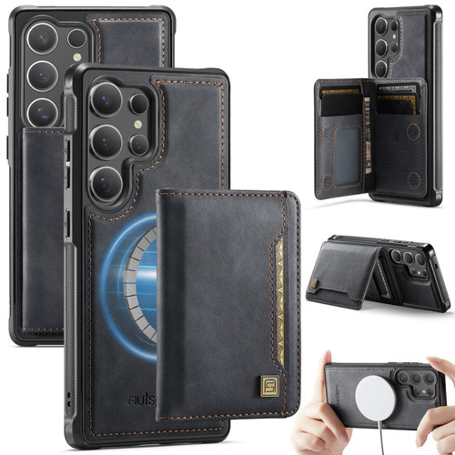 Samsung Galaxy S26 Ultra 5G AutSpace A13 MagSafe Magnetic RFID Flip Card Bag Phone Case - Black