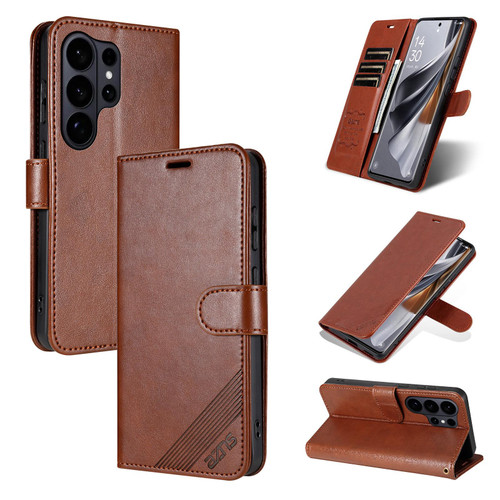 Samsung Galaxy S26 Ultra 5G AZNS Sheepskin Texture Flip Leather Phone Case - Brown