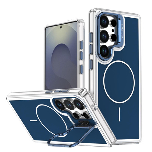 Samsung Galaxy S26 Ultra 5G Bright Color Blocking Camera Bracket Magnetic Phone Case - Blue