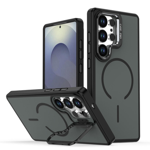 Samsung Galaxy S26 Ultra 5G Bright Color Contrast Skin-feel Camera Bracket Magsafe Phone Case - Black