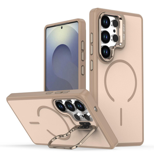 Samsung Galaxy S26 Ultra 5G Bright Color Contrast Skin-feel Camera Bracket Magsafe Phone Case - Desert Gold