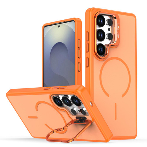 Samsung Galaxy S26 Ultra 5G Bright Color Contrast Skin-feel Camera Bracket Magsafe Phone Case - Orange