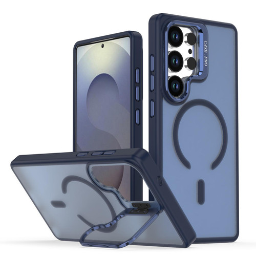 Samsung Galaxy S26 Ultra 5G Bright Color Frosted Skin-feel Camera Bracket Magsafe Phone Case - Blue