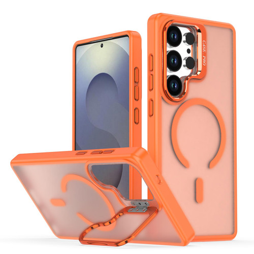 Samsung Galaxy S26 Ultra 5G Bright Color Frosted Skin-feel Camera Bracket Magsafe Phone Case - Orange