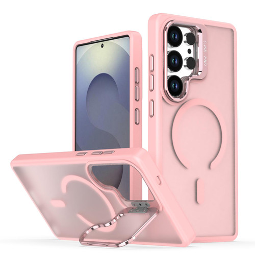 Samsung Galaxy S26 Ultra 5G Bright Color Frosted Skin-feel Camera Bracket Magsafe Phone Case - Pink