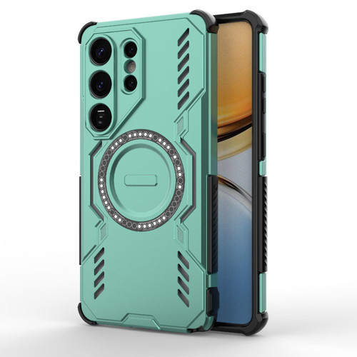 Samsung Galaxy S26 Ultra 5G Butterfly Armor MagSafe Magnetic Ring Shockproof Phone Case - Light Green