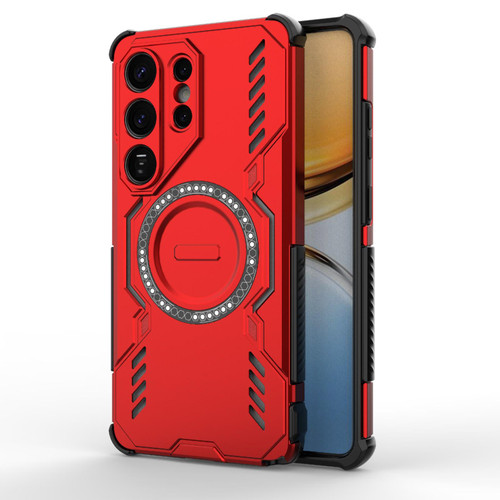 Samsung Galaxy S26 Ultra 5G Butterfly Armor MagSafe Magnetic Ring Shockproof Phone Case - Red