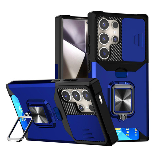 Samsung Galaxy S26 Ultra 5G Camera Shield Card Slot PC+TPU Phone Case - Blue