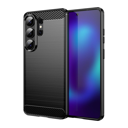 Samsung Galaxy S26 Ultra 5G Carbon Fiber Brushed Texture TPU Phone Case - Black