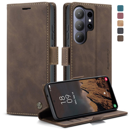 Samsung Galaxy S26 Ultra 5G CaseMe 013 Multifunctional Horizontal Flip Leather Phone Case - Coffee