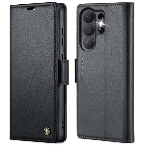 Samsung Galaxy S26 Ultra 5G CaseMe 023 Butterfly Buckle Litchi Texture RFID Anti-theft Leather Phone Case - Black