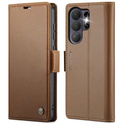 Samsung Galaxy S26 Ultra 5G CaseMe 023 Butterfly Buckle Litchi Texture RFID Anti-theft Leather Phone Case - Brown