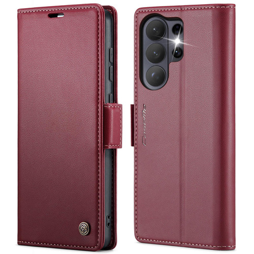 Samsung Galaxy S26 Ultra 5G CaseMe 023 Butterfly Buckle Litchi Texture RFID Anti-theft Leather Phone Case - Red