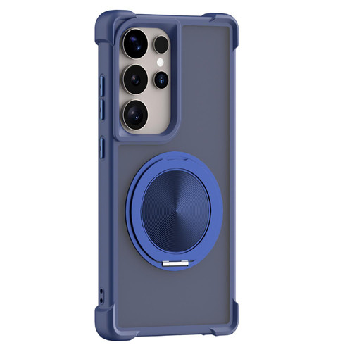 Samsung Galaxy S26 Ultra 5G CD Texture 360 Degree Rotating Holder MagSafe Phone Case - Blue