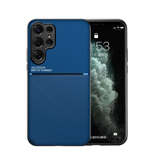 Samsung Galaxy S26 Ultra 5G Classic Tilt Strip Grain Magnetic PC Hybrid TPU Phone Case - Blue