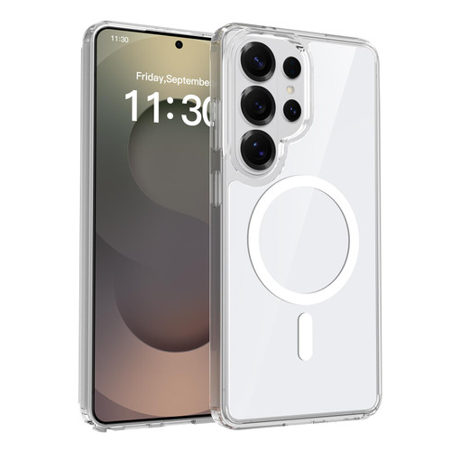 Samsung Galaxy S26 Ultra 5G Colorful Hard PC Hybrid Soft TPU Magnetic Phone Case - White