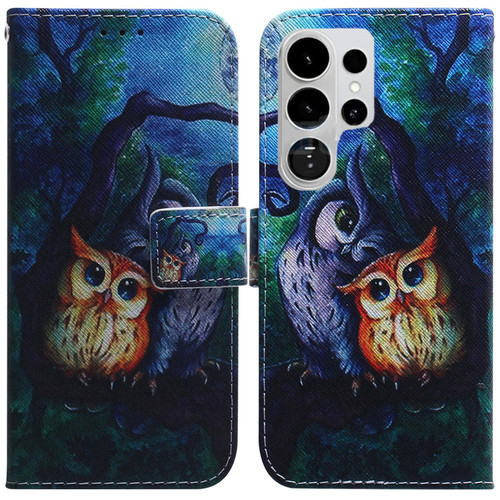 Samsung Galaxy S26 Ultra 5G Coloured Drawing Flip Leather Phone Case - Oil Painting Owl