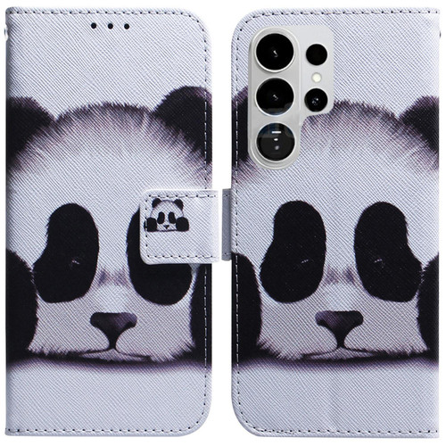 Samsung Galaxy S26 Ultra 5G Coloured Drawing Flip Leather Phone Case - Panda