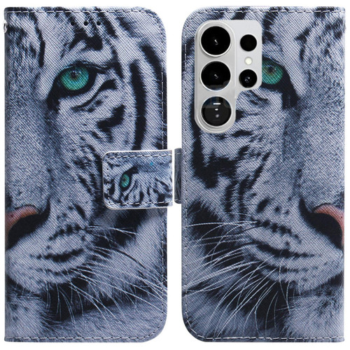 Samsung Galaxy S26 Ultra 5G Coloured Drawing Flip Leather Phone Case - Tiger