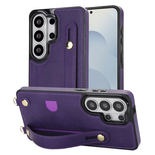 Samsung Galaxy S26 Ultra 5G Cross-body Wristband Holder Square Phone Case - Purple