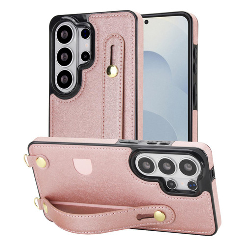 Samsung Galaxy S26 Ultra 5G Cross-body Wristband Holder Square Phone Case - Rose Gold