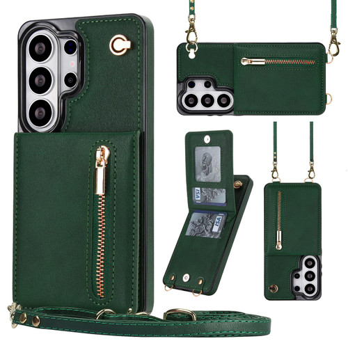 Samsung Galaxy S26 Ultra 5G Cross-body Zipper Square Phone Case with Holder - Green