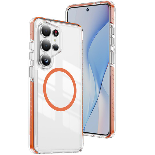 Samsung Galaxy S26 Ultra 5G Crystal Shield Clear Magnetic Acrylic Hybrid TPU Phone Case - Orange