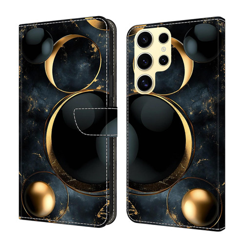 Samsung Galaxy S26 Ultra 5G Crystal-Like Painted Vegan Leather Phone Case - Luxury Gold Circles