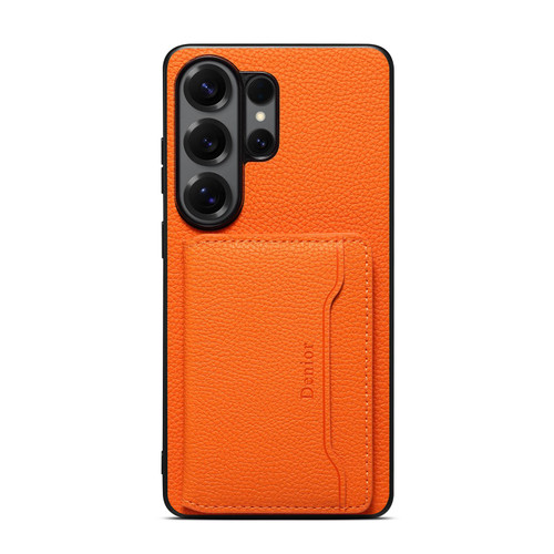 Samsung Galaxy S26 Ultra 5G Denior D30 Calf Texture MagSafe Card Bag Phone Case - Orange