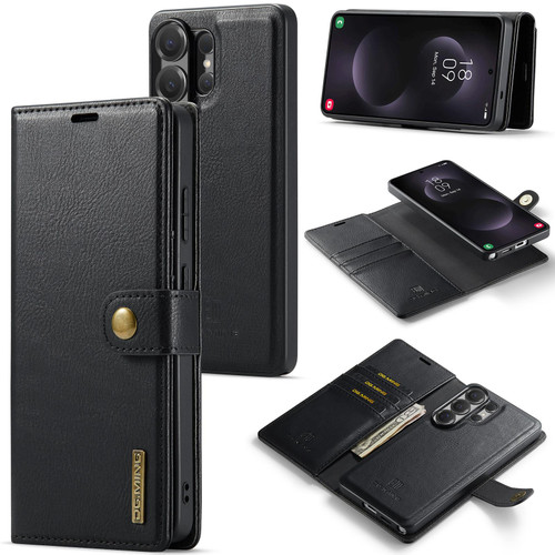 Samsung Galaxy S26 Ultra 5G DG.MING Crazy Horse Texture Detachable Magnetic Leather Case - Black
