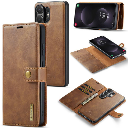 Samsung Galaxy S26 Ultra 5G DG.MING Crazy Horse Texture Detachable Magnetic Leather Case - Brown