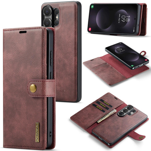 Samsung Galaxy S26 Ultra 5G DG.MING Crazy Horse Texture Detachable Magnetic Leather Case - Red
