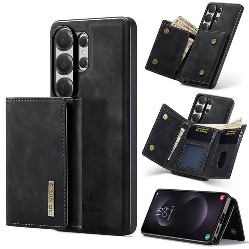 Samsung Galaxy S26 Ultra 5G DG.MING M1 Series 3-Fold Multi Card Wallet + Magnetic Phone Case - Black