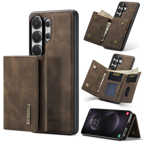 Samsung Galaxy S26 Ultra 5G DG.MING M1 Series 3-Fold Multi Card Wallet + Magnetic Phone Case - Coffee