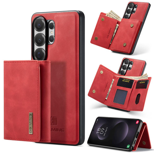 Samsung Galaxy S26 Ultra 5G DG.MING M1 Series 3-Fold Multi Card Wallet + Magnetic Phone Case - Red